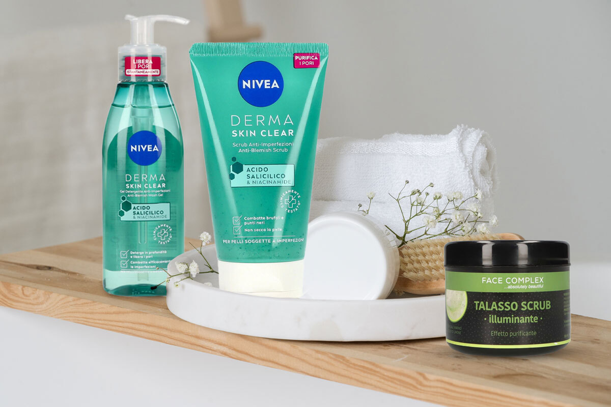 Set skincare anti-imperfezioni con prodotti naturali e bio