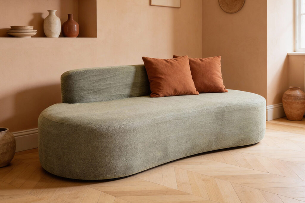 Palette colori tendenza casa 2026 con beige, verde salvia e terracotta