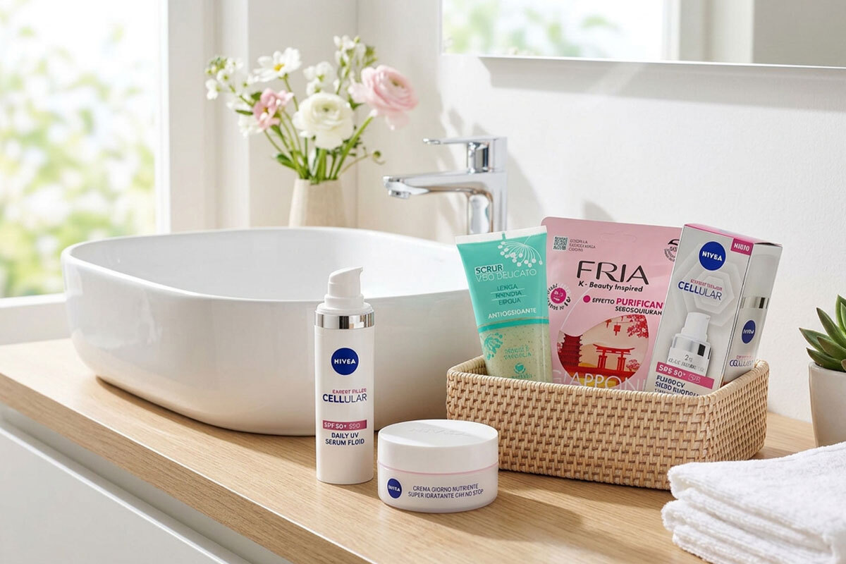 Detergenti viso e prodotti skincare per pulizia quotidiana della pelle