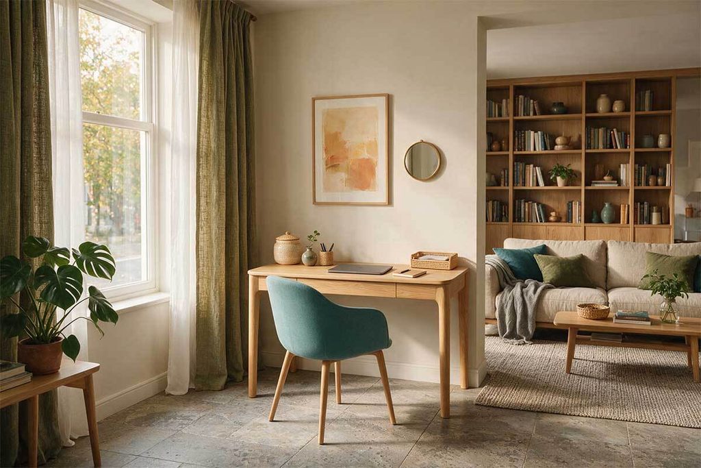 Angolo studio moderno integrato nell'arredamento di casa