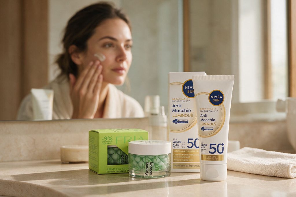 Crema viso e protezione solare per la skincare autunnale